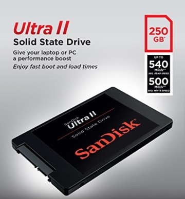SanDisk Ultra II Interne SSD 250GB Sata III 2,5 Zoll bis zu 540 MB/Sek. - 