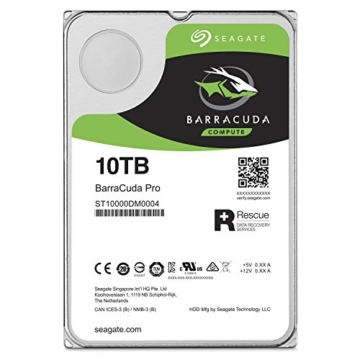 Seagate BarraCuda Pro 10 TB, ST10000DM0004 , interne Festplatte, 8,9 cm (3,5 Zoll), 256 MB Cache, SATA 6Gb/s, 7200 rpm - 