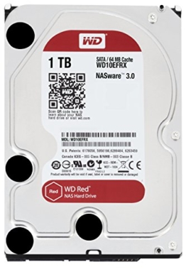 WD Red 1TB interne Festplatte SATA 6Gb/s 64MB interner Speicher (Cache) 8,9 cm 3,5 Zoll 24x7 5400Rpm optimiert für SOHO NAS Systeme 1-8 Bay HDD Bulk WD10EFRX -