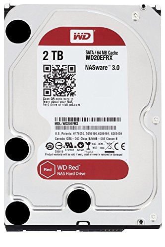 WD Red 2TB interne Festplatte SATA 6Gb/s 64MB interner Speicher (Cache) 8,9 cm 3,5 Zoll 24x7 5400Rpm optimiert für SOHO NAS Systeme 1-8 Bay HDD Bulk WD20EFRX - 